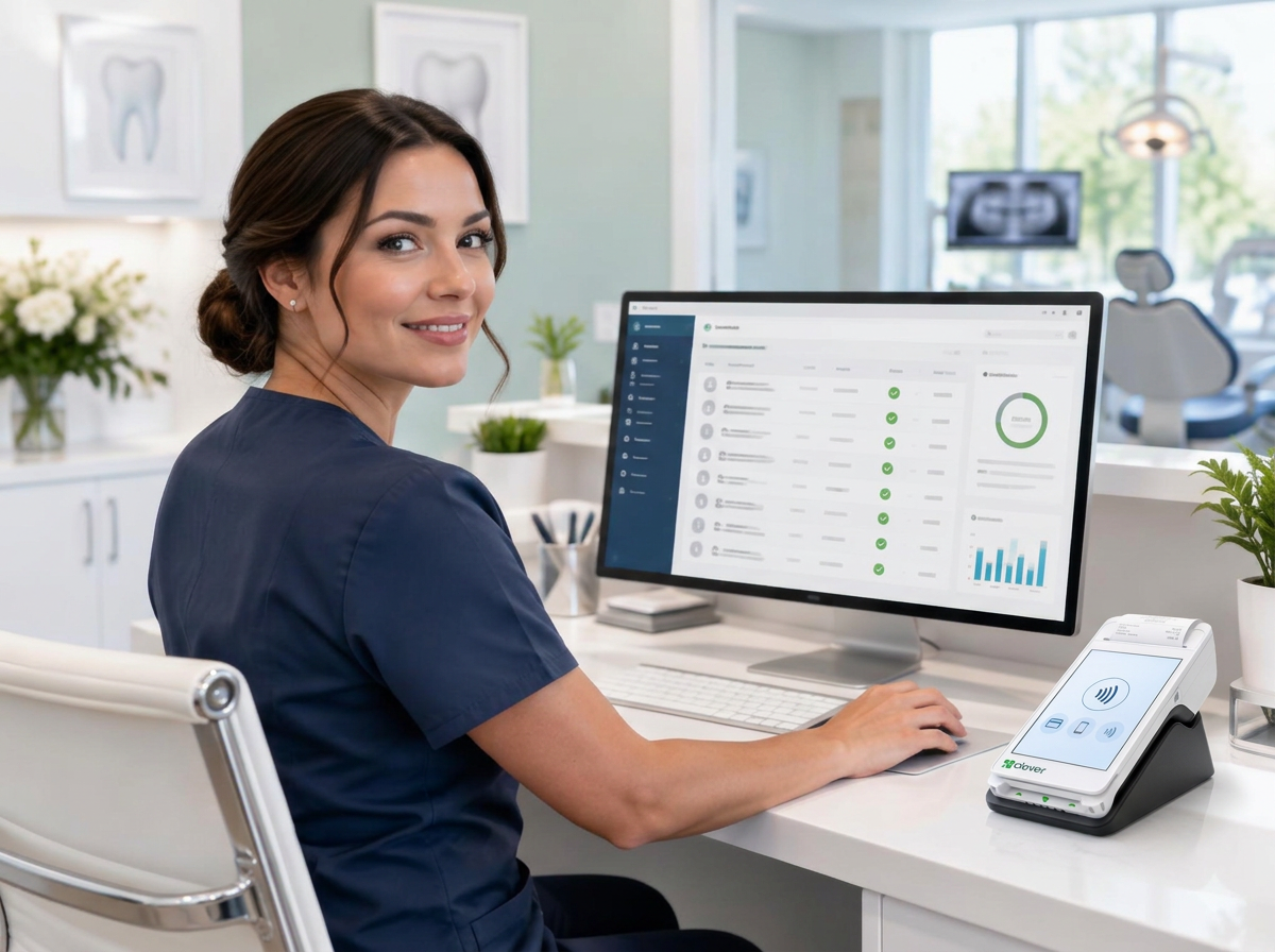 Dental office manager using an integrated patient payment dashboard