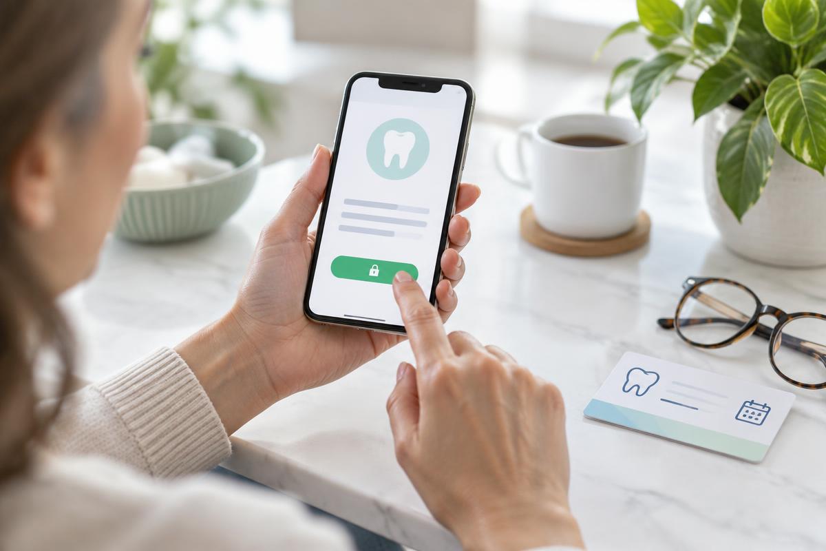 Patient completing a secure dental payment from a smartphone